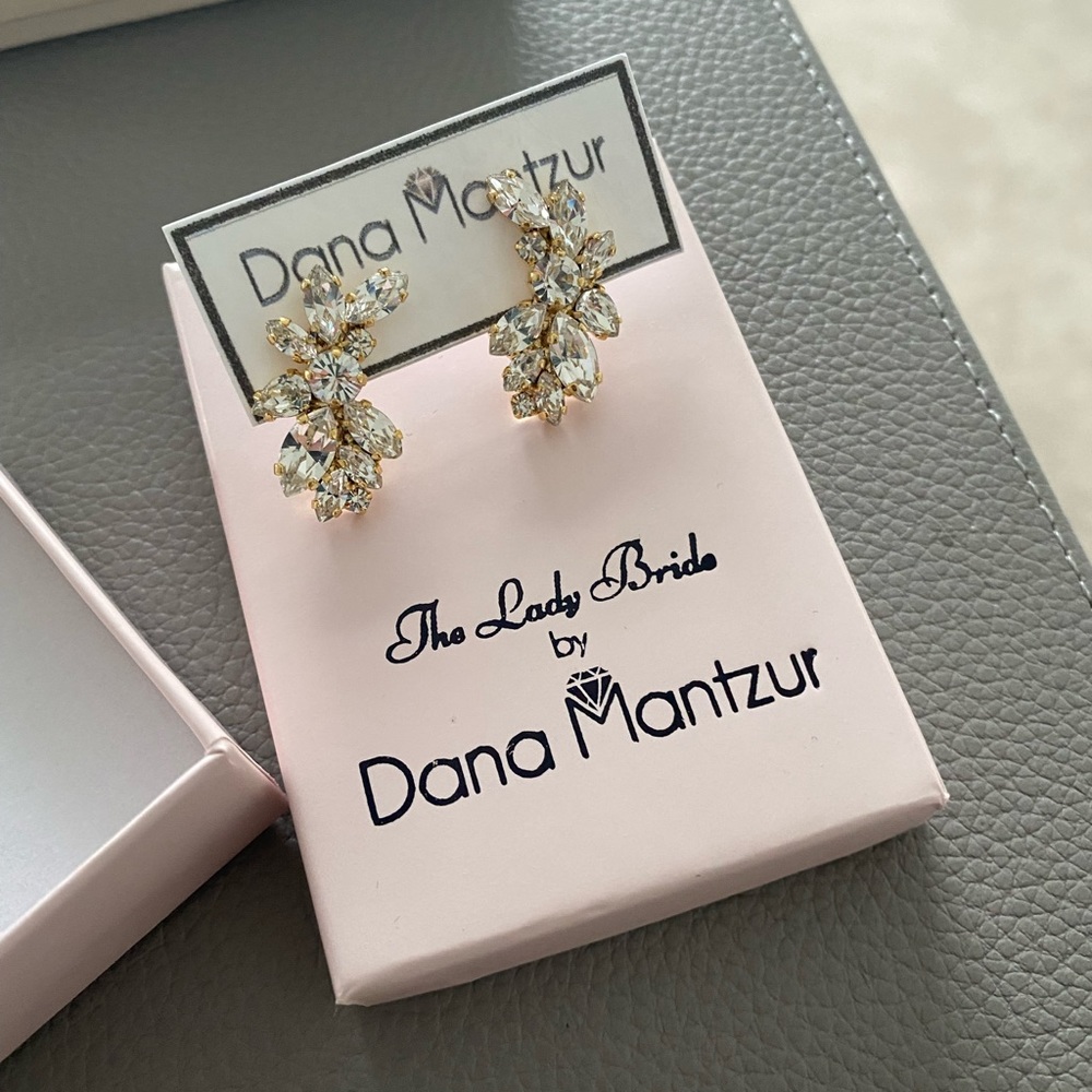 Women’s Earrings - gold and crystal. Medium size. Never worn.